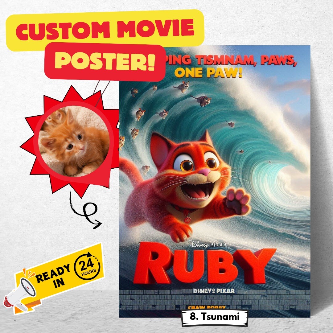 Custom Pixar Movie Poster- Personalized Digital Artwork