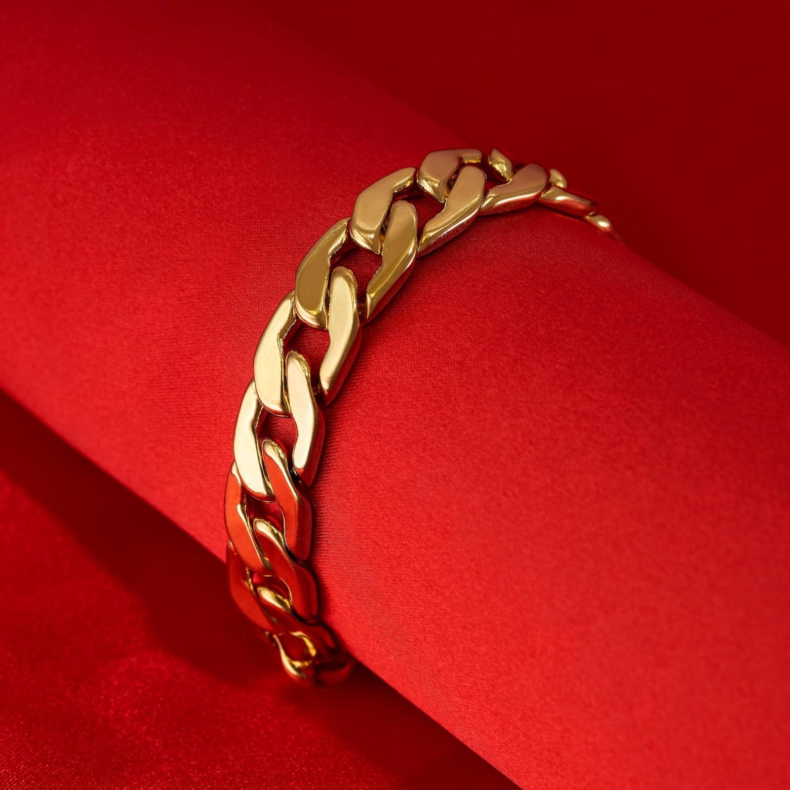 LIFETIME JEWELRY 11.5mm Flat Cuban Link Chain Bracelet for Men & Women 24k Go…