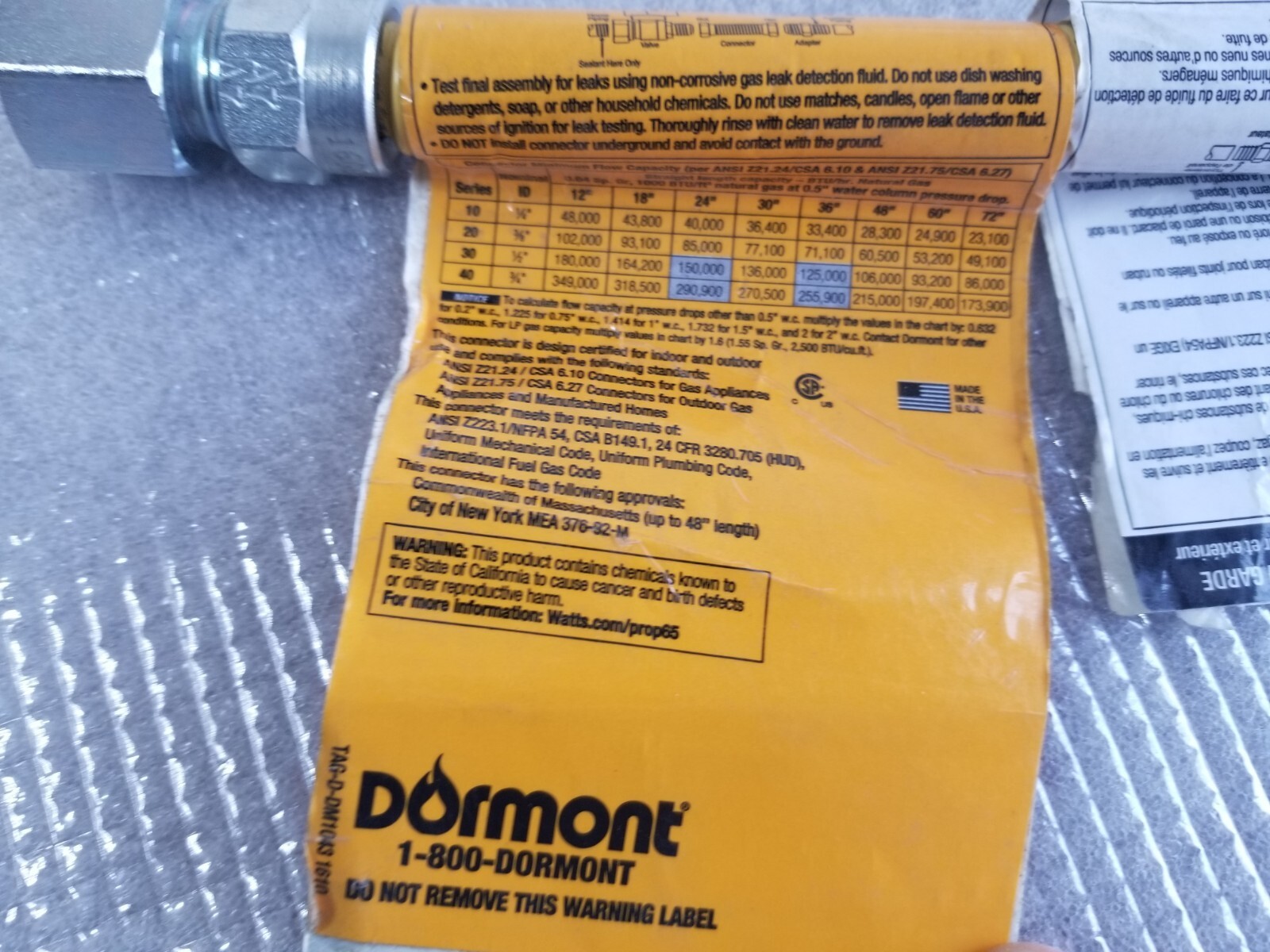 Dormont 1/2 Od X 48 Gas Connect 20C-3132-48B Dormont 20C-3132-48B 662447099278