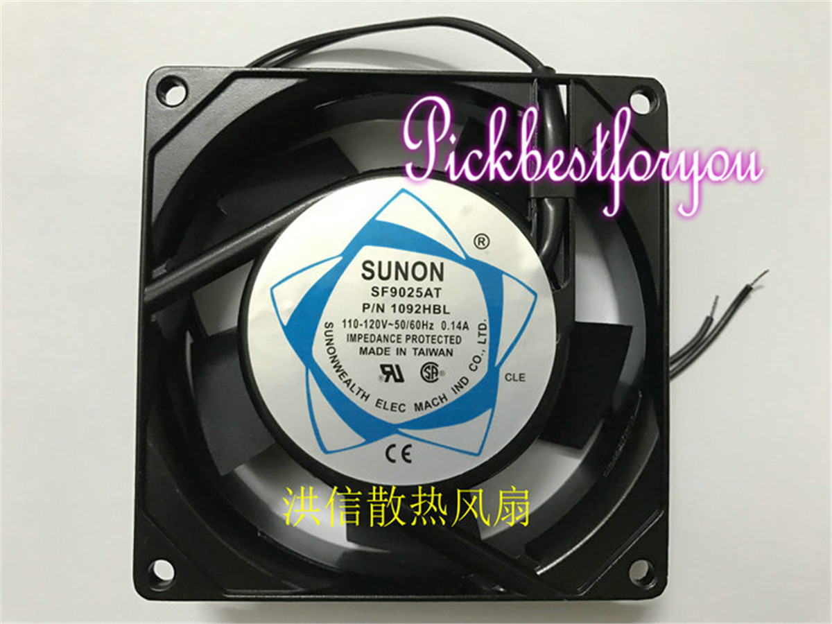 SUNON SF9025AT P/N1092HBL 110-120VAC 0.14A 92*92*25MM 2wire cooling fan #M80A QL