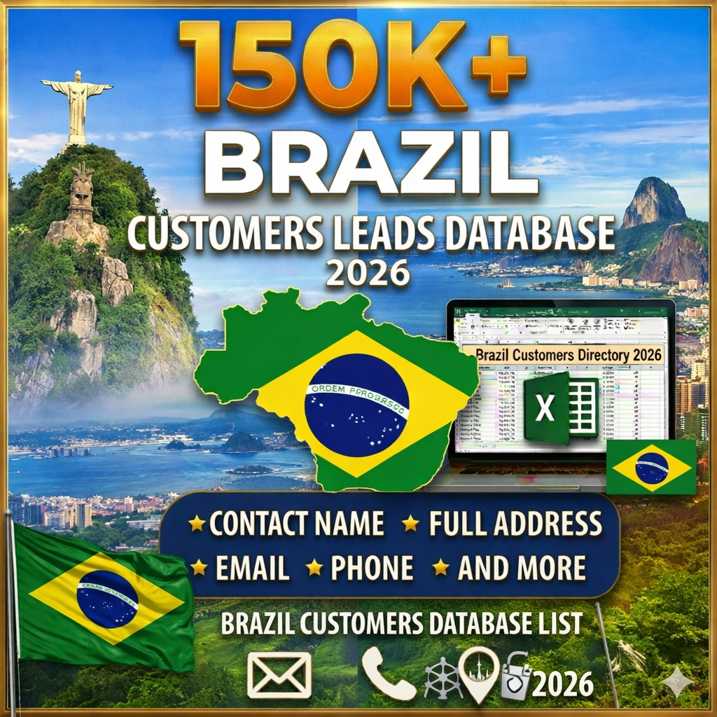 150K BRAZIL Customers Email database list | B2C Contacts leads | Excel file