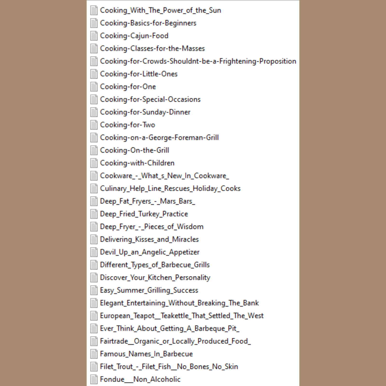 250 PLR articles on cooking (EN)