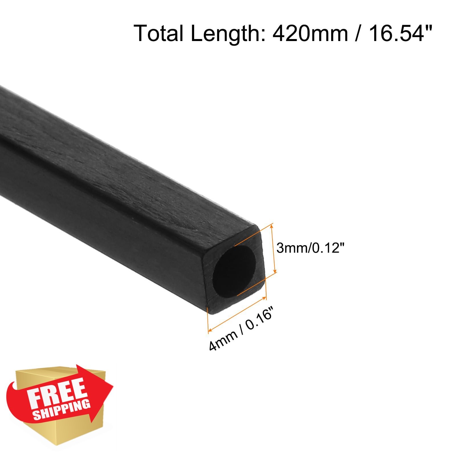 MECCANIXITY 4x3x420mm Carbon Fiber Tube 6 Pcs RC Airplane