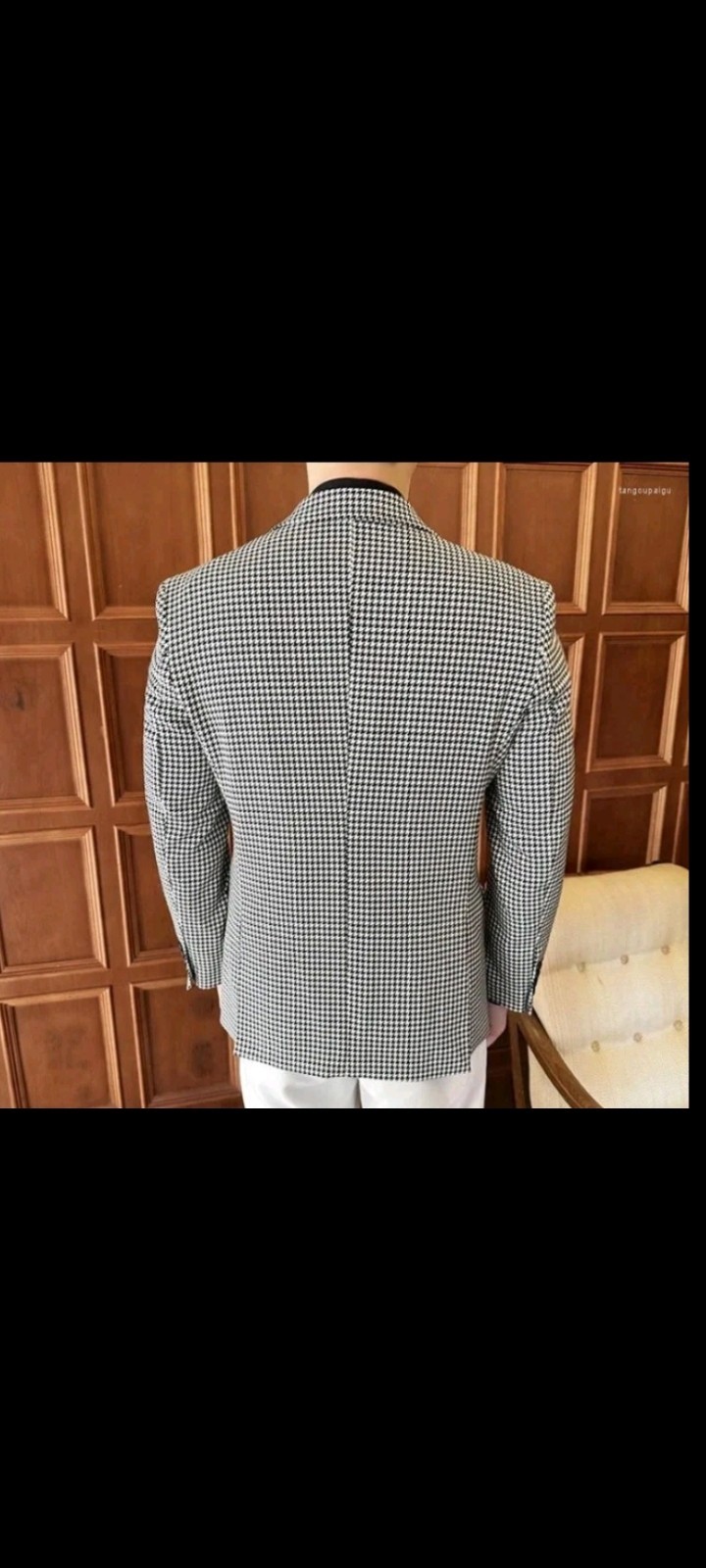 Men’s Suits Classical Houndstooth Double-Breasted Blazle Blazers Men Slim Casual