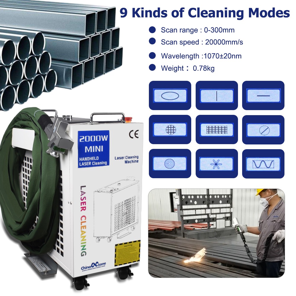 Handheld 1500W Fiber Laser Cleaning Machine Laser Remove Rust/Oil/Paint Cleaner