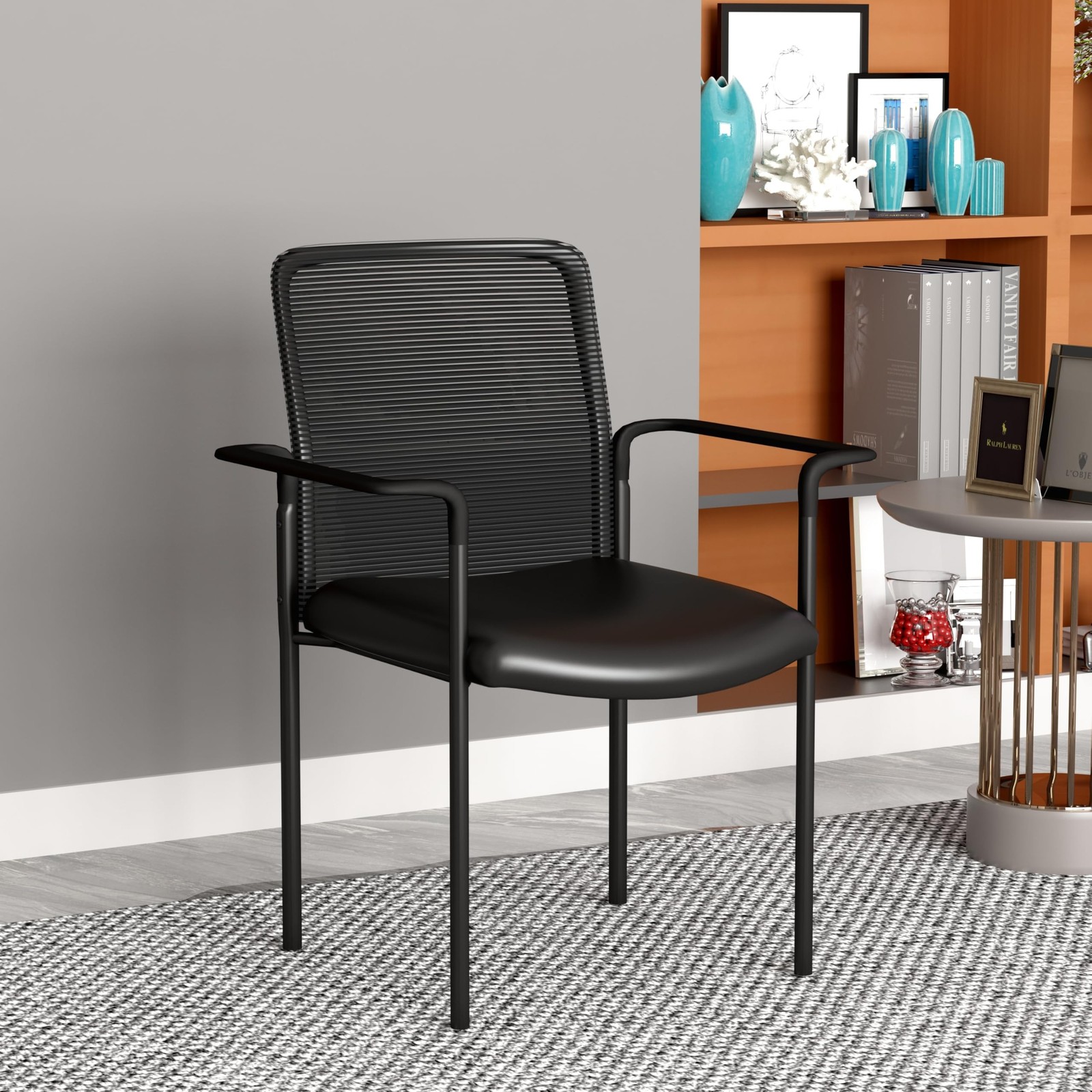 Boss Office Products Caressoft and Mesh Guest Chair in Black