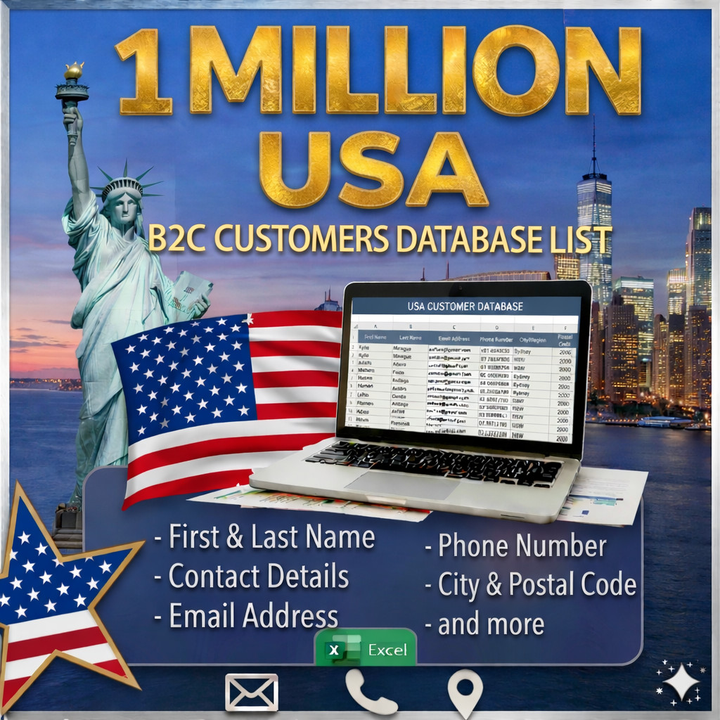 1 MILLION High Quality USA Consumers Email Database – Complete B2C Contact list
