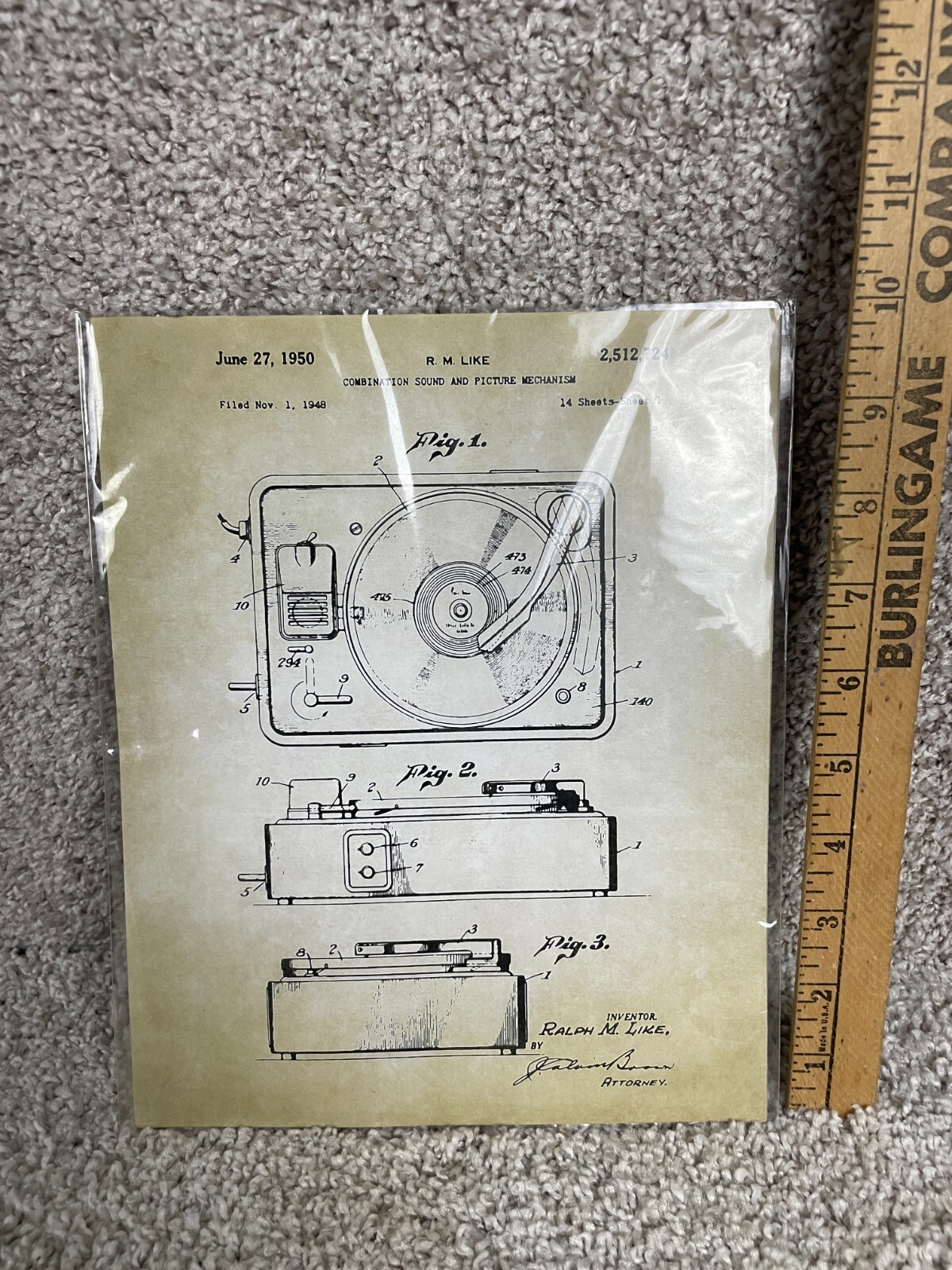 Ralph M Like Combination Sound & Picture Mechanism 14 Sheets Patent Art Prints