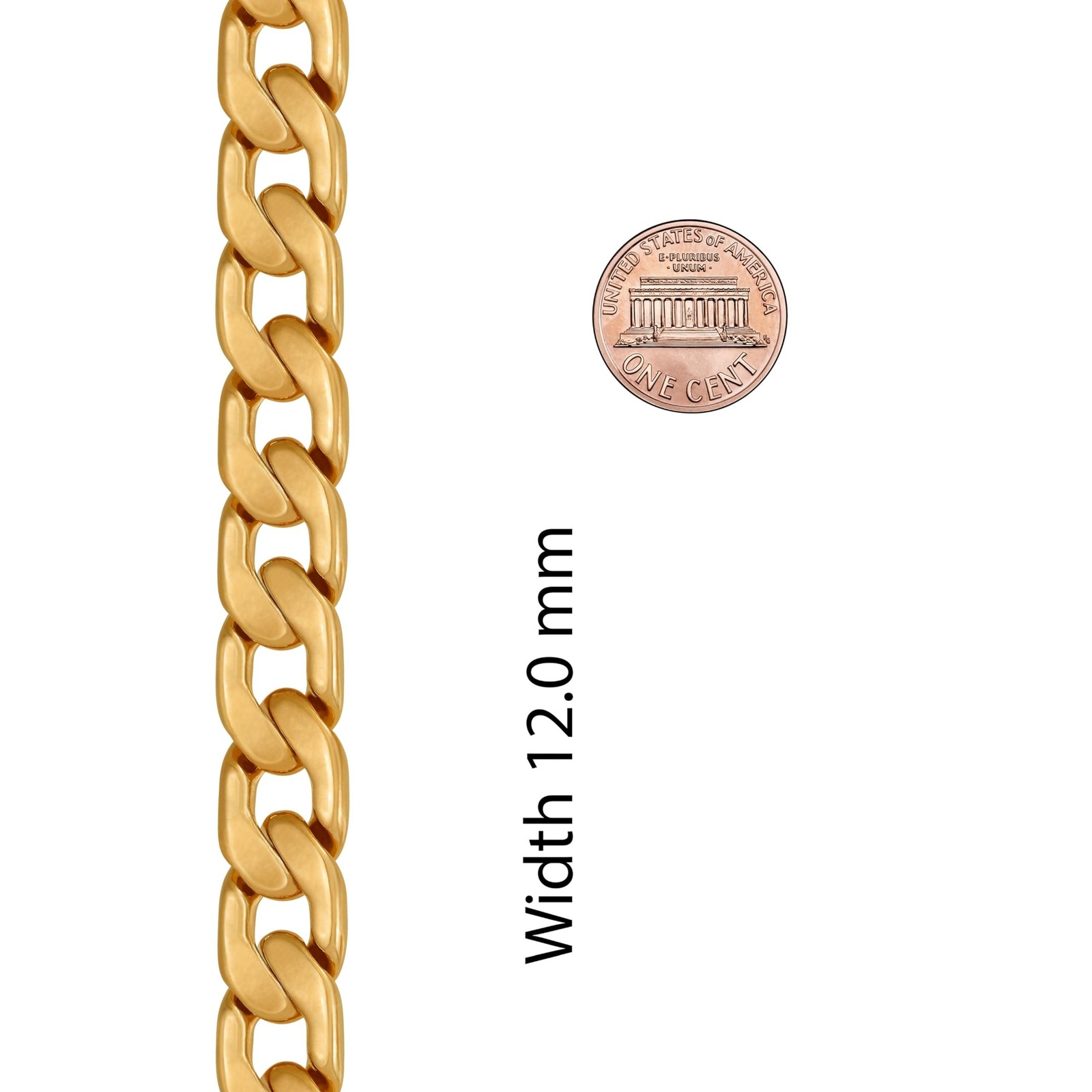 LIFETIME JEWELRY 11.5mm Flat Cuban Link Chain Bracelet for Men & Women 24k Go…