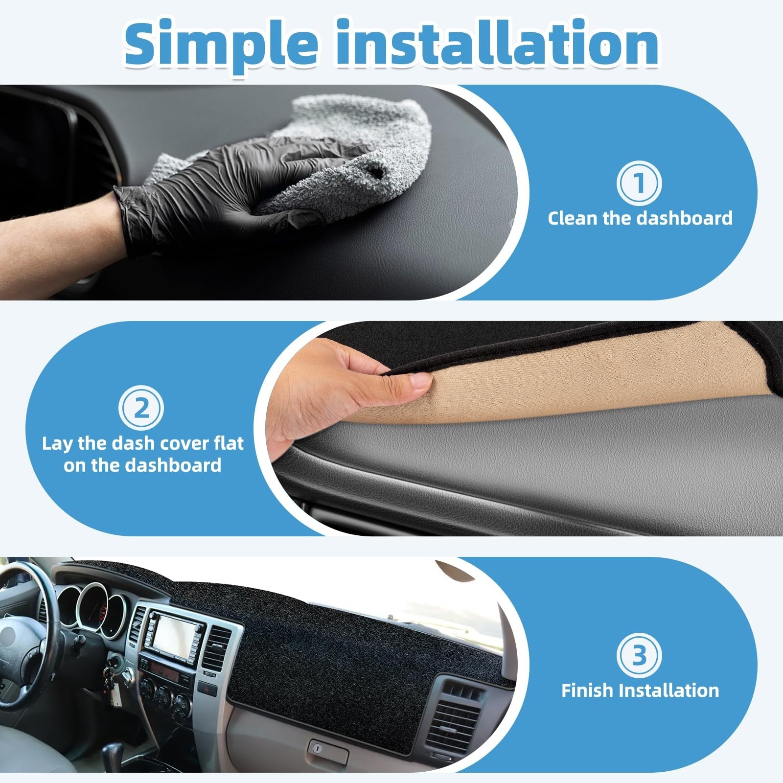 Dash Cover Mat Compatible with Toyota 4Runner 2003-2009 Non-Slip Dashboard Co…