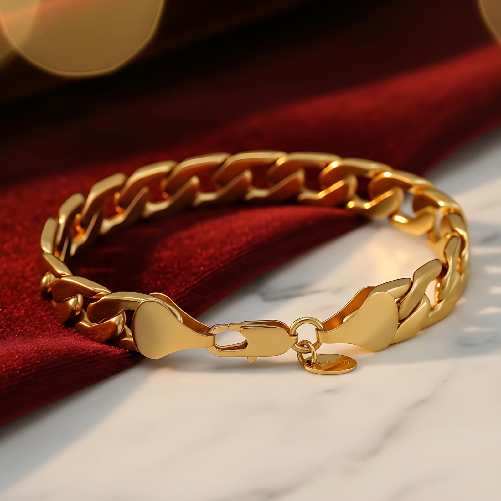 LIFETIME JEWELRY 11.5mm Flat Cuban Link Chain Bracelet for Men & Women 24k Go…