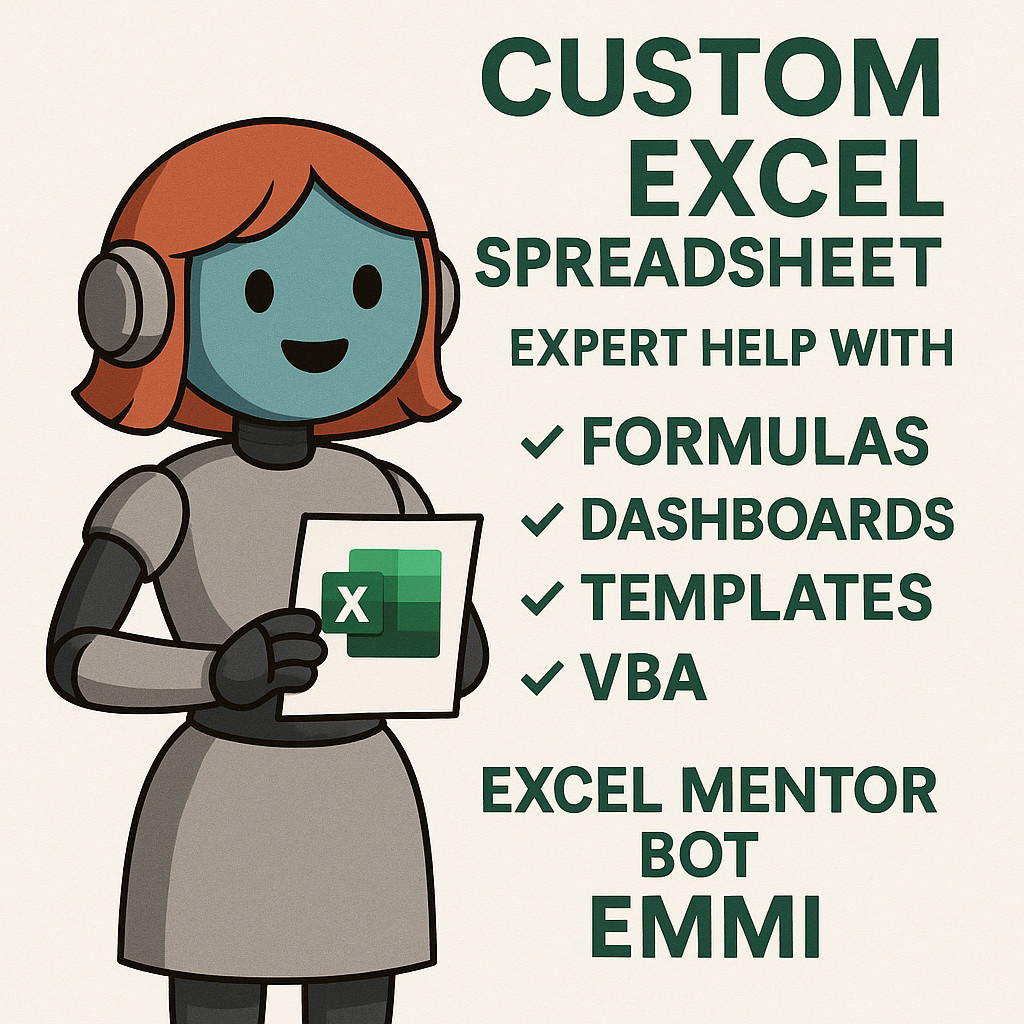 Excel Mentor Bot EMMI | Professional Excel Help | Sheets, Charts, Macros