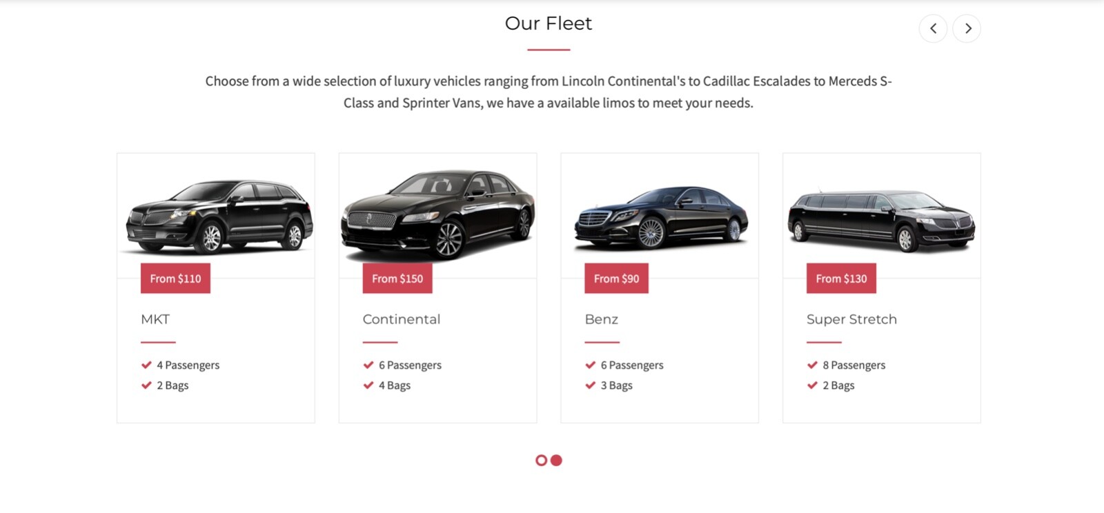 Car and limousine service website