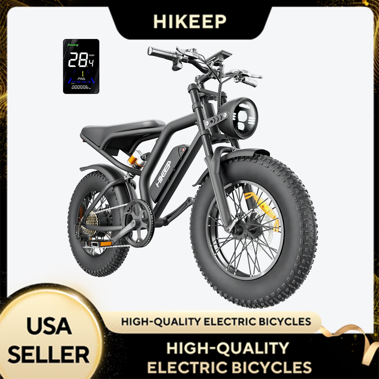 Hikeep ebike 20″ Fat Tires Mountain Electric Bicycle for Adults 1000W 48V 28 MPH