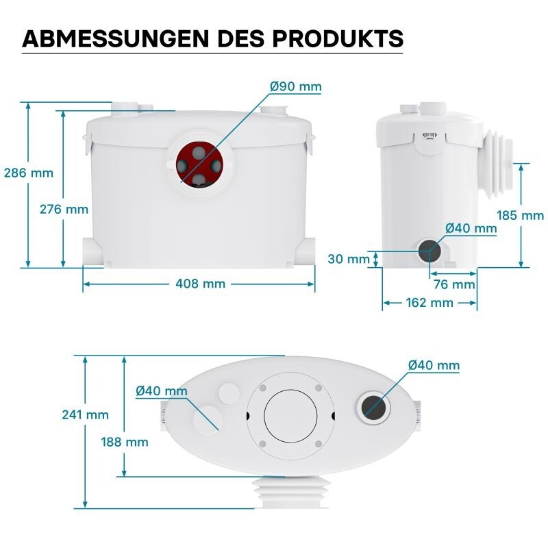 4-in-1 Macerator Waste Pump | 550W | Toilet, Shower, Bath & Sink Compatible