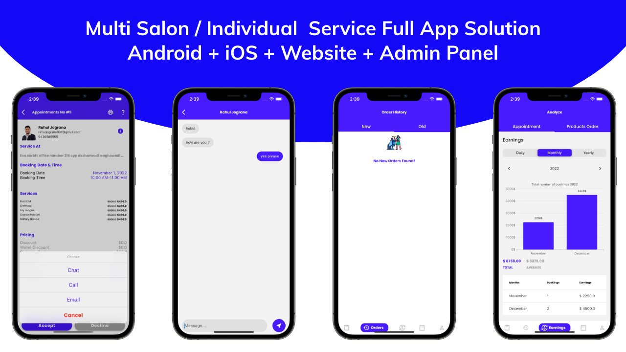 Multi Salon Booking Appointment Flutter App | Android + iOS | Laravel Backend