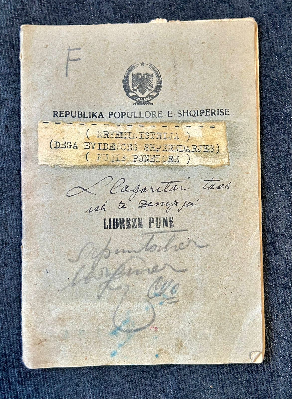 1947 Albania Employment Record Book – Original Communist Era Document, Rare