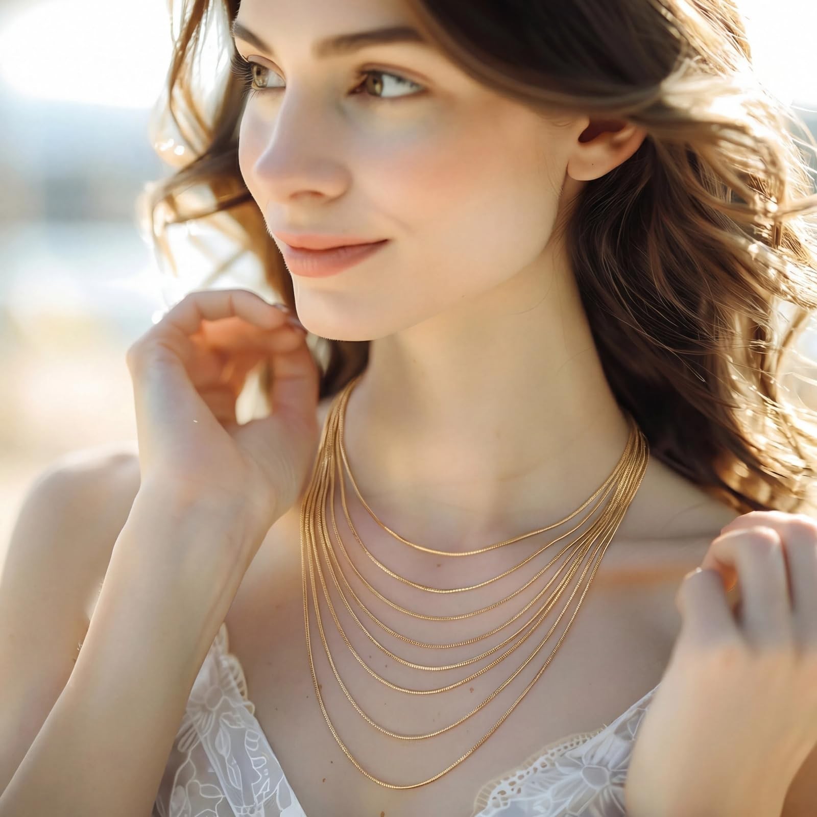 14K Gold Snake Chain Necklace Gold Chain for Women 14K Gold Necklaces for Wom…