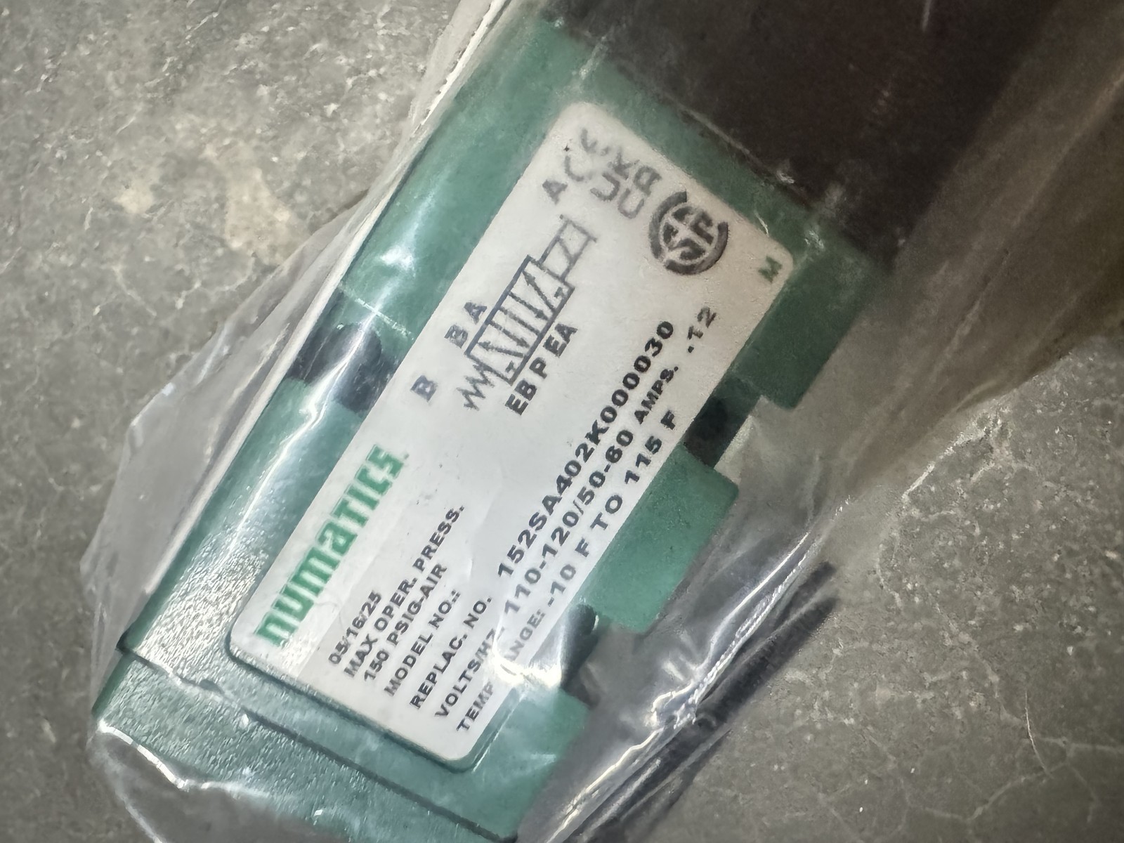 NEW NUMATIC 152SA402K000030 SOLENOID VALVE MK 15 SERIES