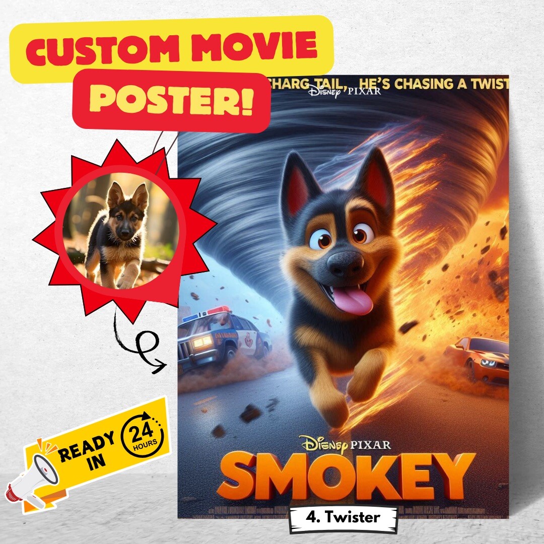 Custom Pixar Movie Poster- Personalized Digital Artwork