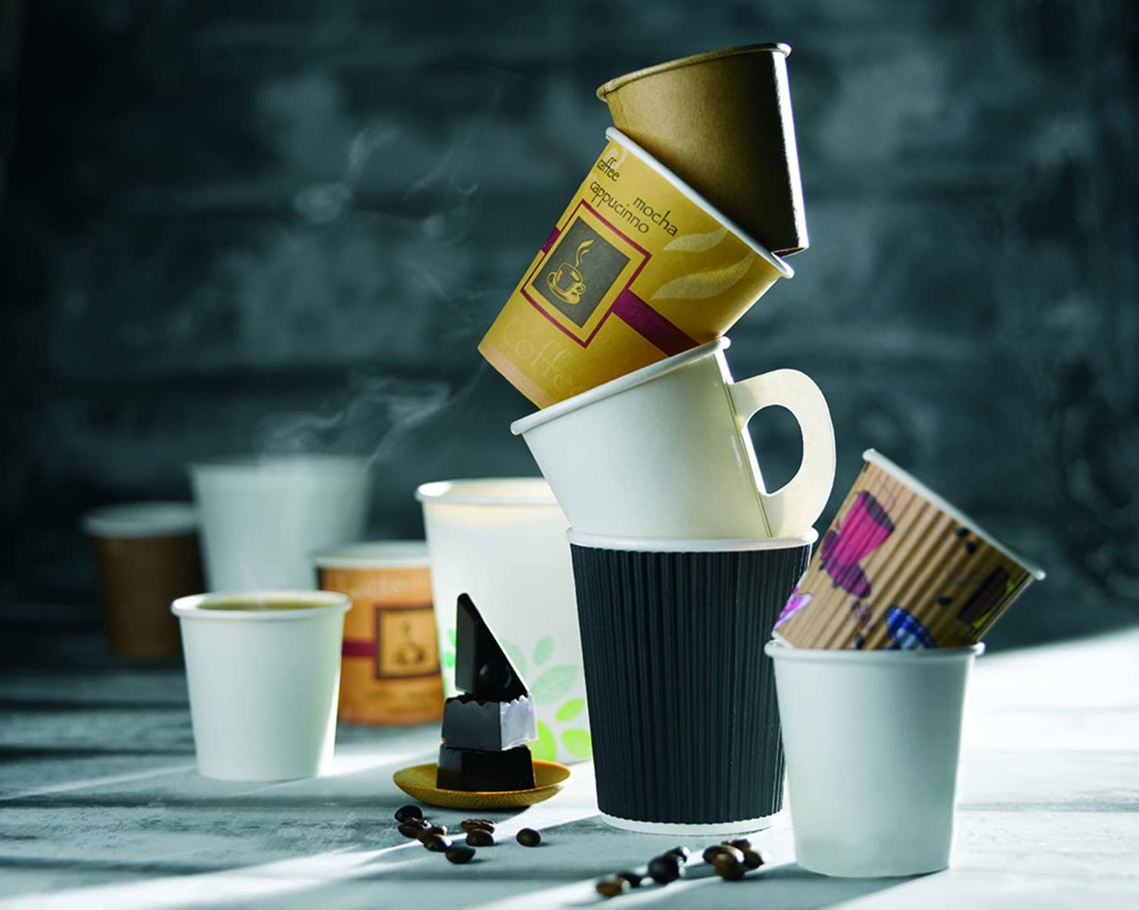 PacknWood 210GCBIO12 Compostable Paper Cup Single Wall – 12oz D:3.5in H:4.4in…