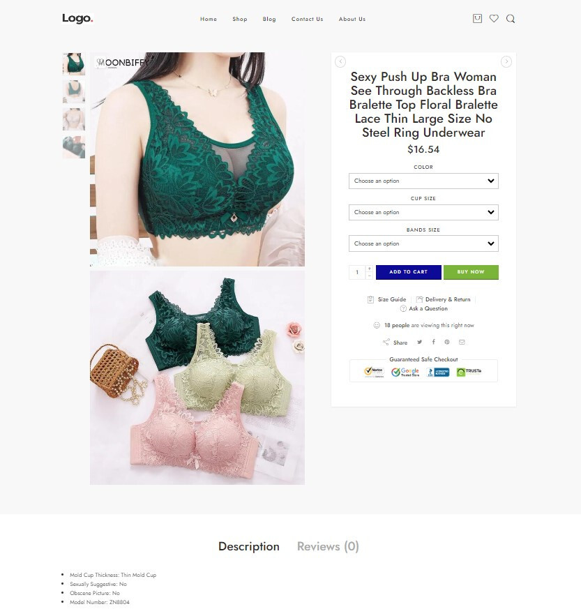 Dropshipping Website Business Affiliate Free Hosting + Products, Women Bras