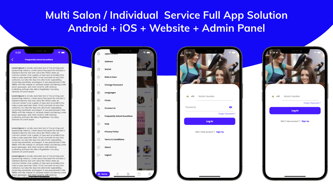 Multi Salon Booking Appointment Flutter App | Android + iOS | Laravel Backend