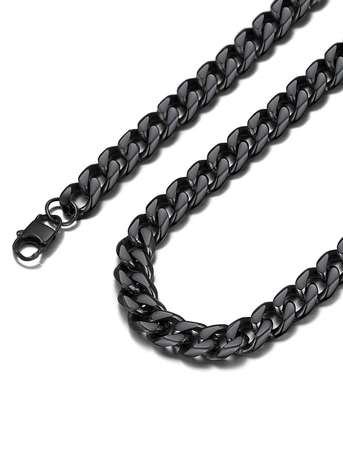 Suplight Cuban Link Chain for Men Women, 18K Gold Plated/Stainless Steel Blac…