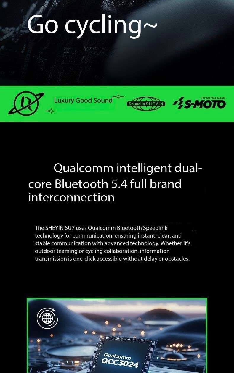 SHEYIN SU7 motorcycle helmet Bluetooth headphones noise waterproof riding