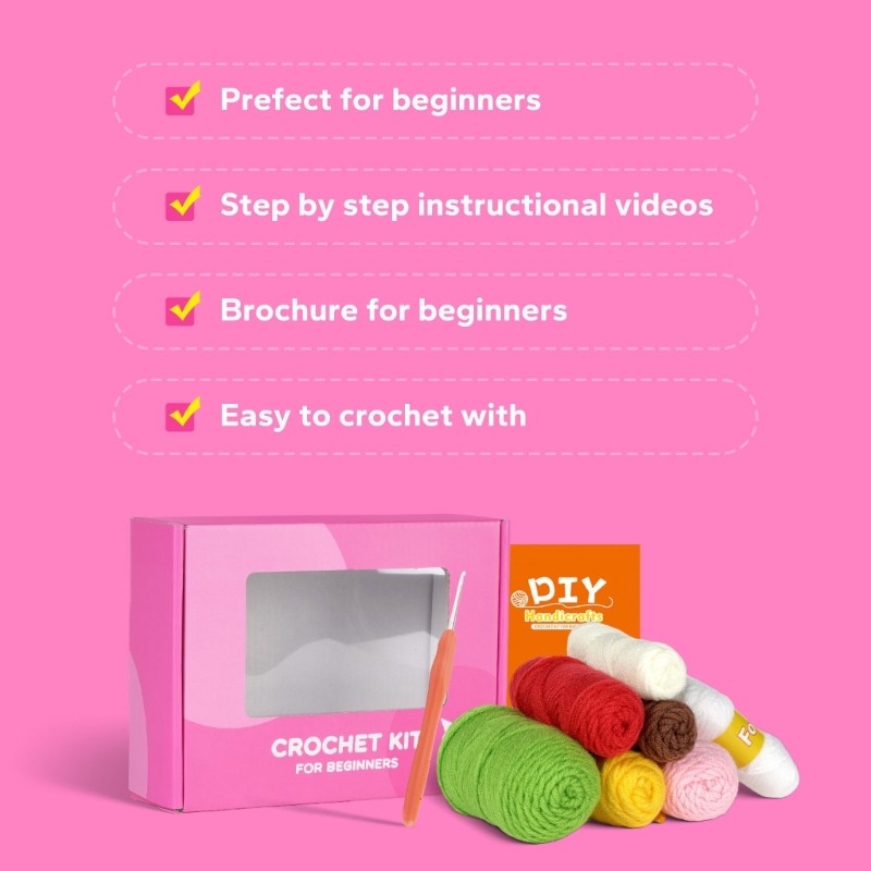 Crochet Flower Brooch Kits Beginners DIY Crochet Starter Kits with Yarn Crochet