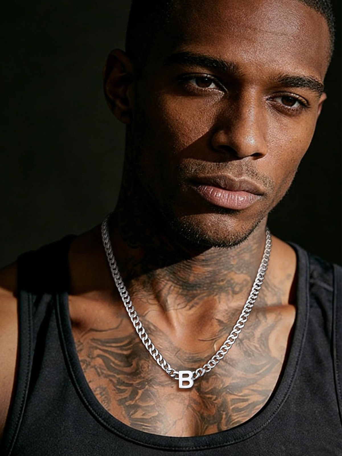 ChainsProMax Initial Letter Necklace for Men Women Miami Cuban Link Chain Nec…