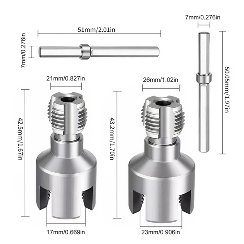 Water Pipe Threading Set 1/2 3/4 Inch Carbon Steel Internal External Tap Die