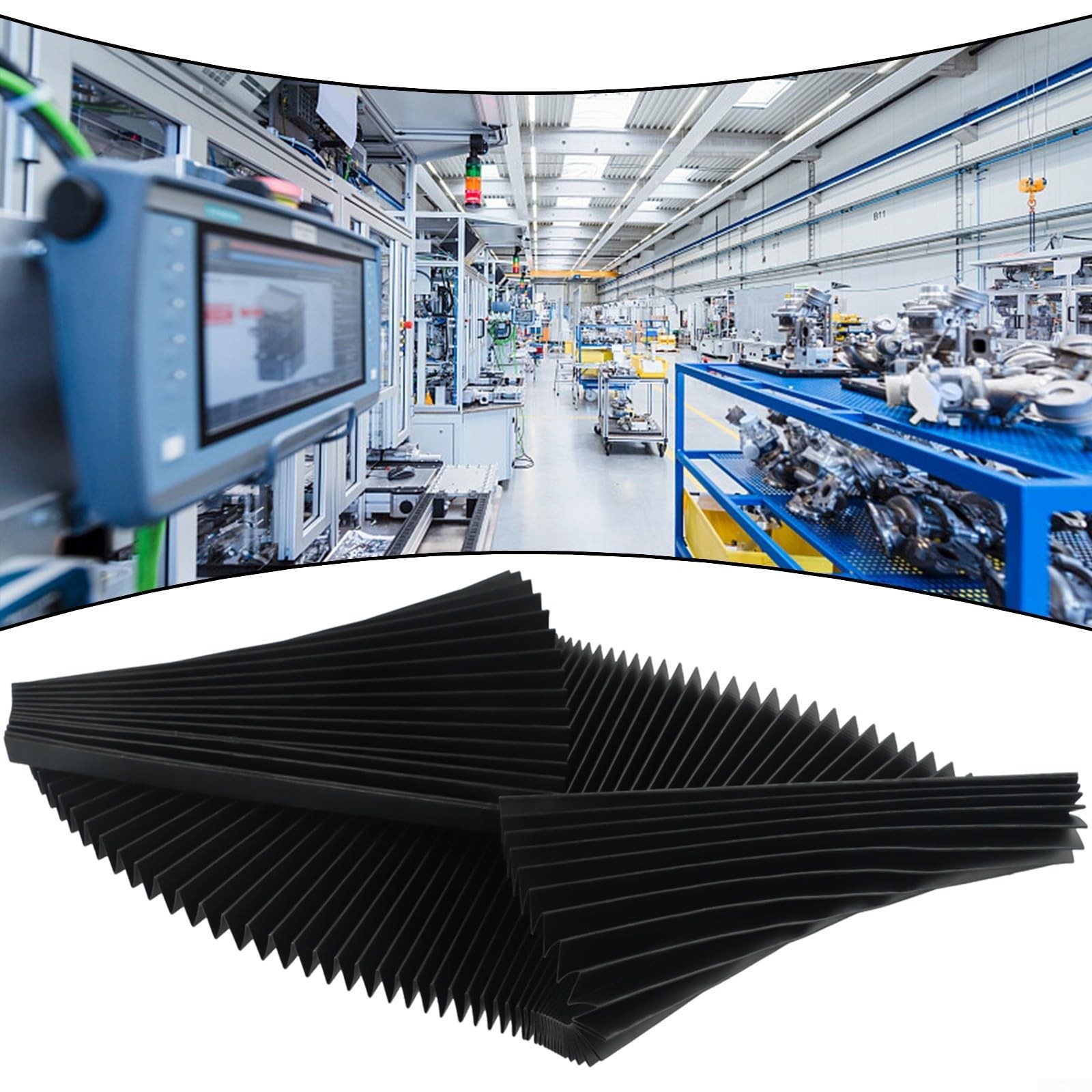 Flexible Black Accordion Bellows Cover for CNC Milling Machine Protection 200mm
