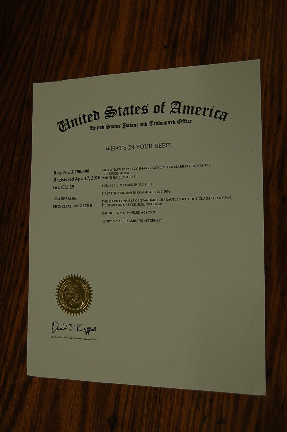 Registered Trademark “What’s in Your Beef?” Grass-Fed Organic Farm Fresh Local