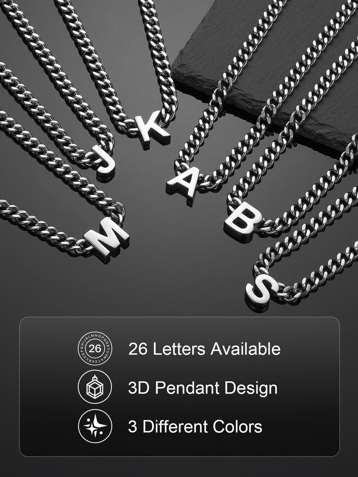 ChainsProMax Initial Letter Necklace for Men Women Miami Cuban Link Chain Nec…