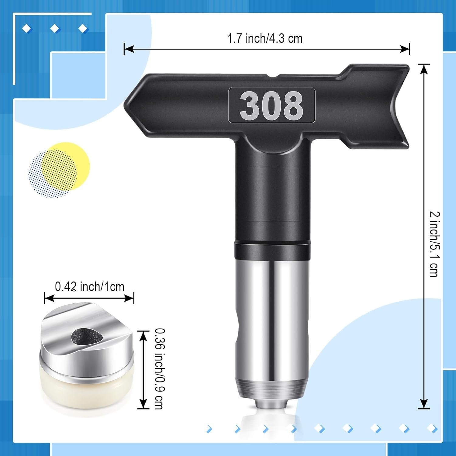 5 Pcs Reversible Airless Spray Tips Set 308 310 311 313 315, Tungsten Carbide…
