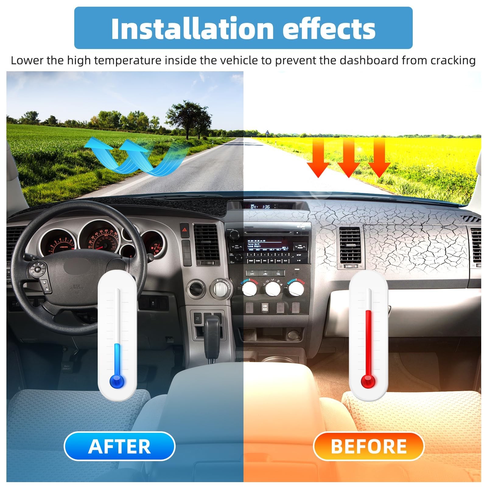 Dash Cover Mat Compatible with Toyota Tundra 2007-2013 Non-Slip Dashboard Cov…