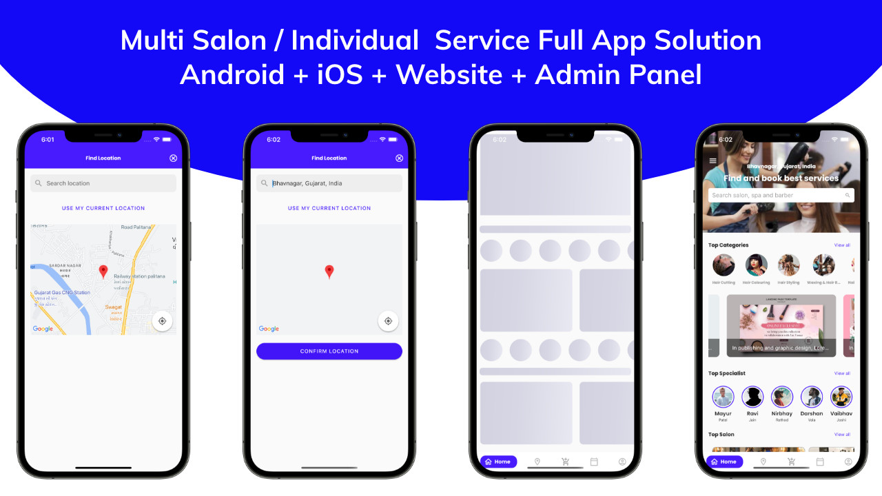 Multi Salon Booking Appointment Flutter App | Android + iOS | Laravel Backend