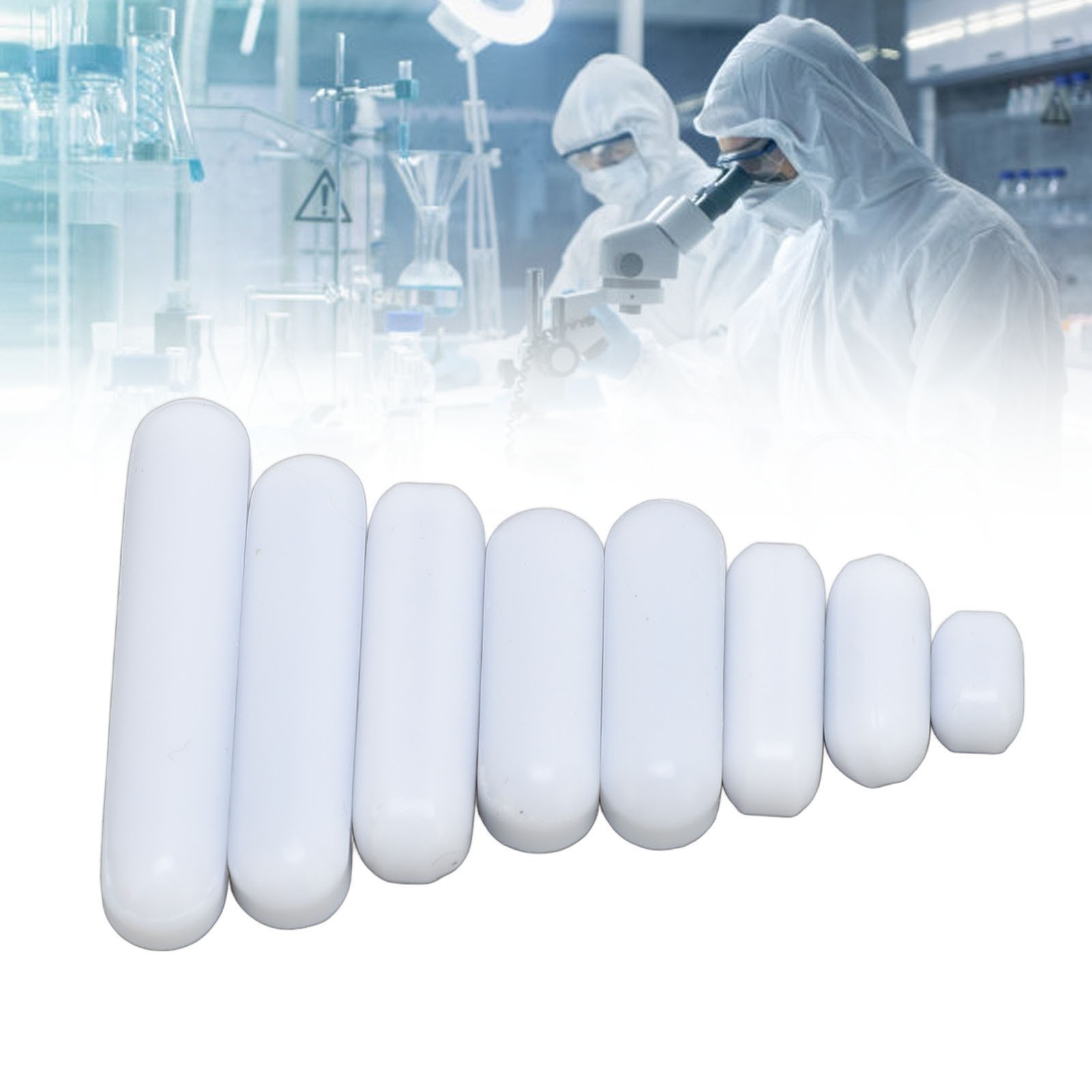 8Pcs Magnetic Stir Bar Set PTFE Stirring Rod Mixing Bars for Laboratory Stirrer