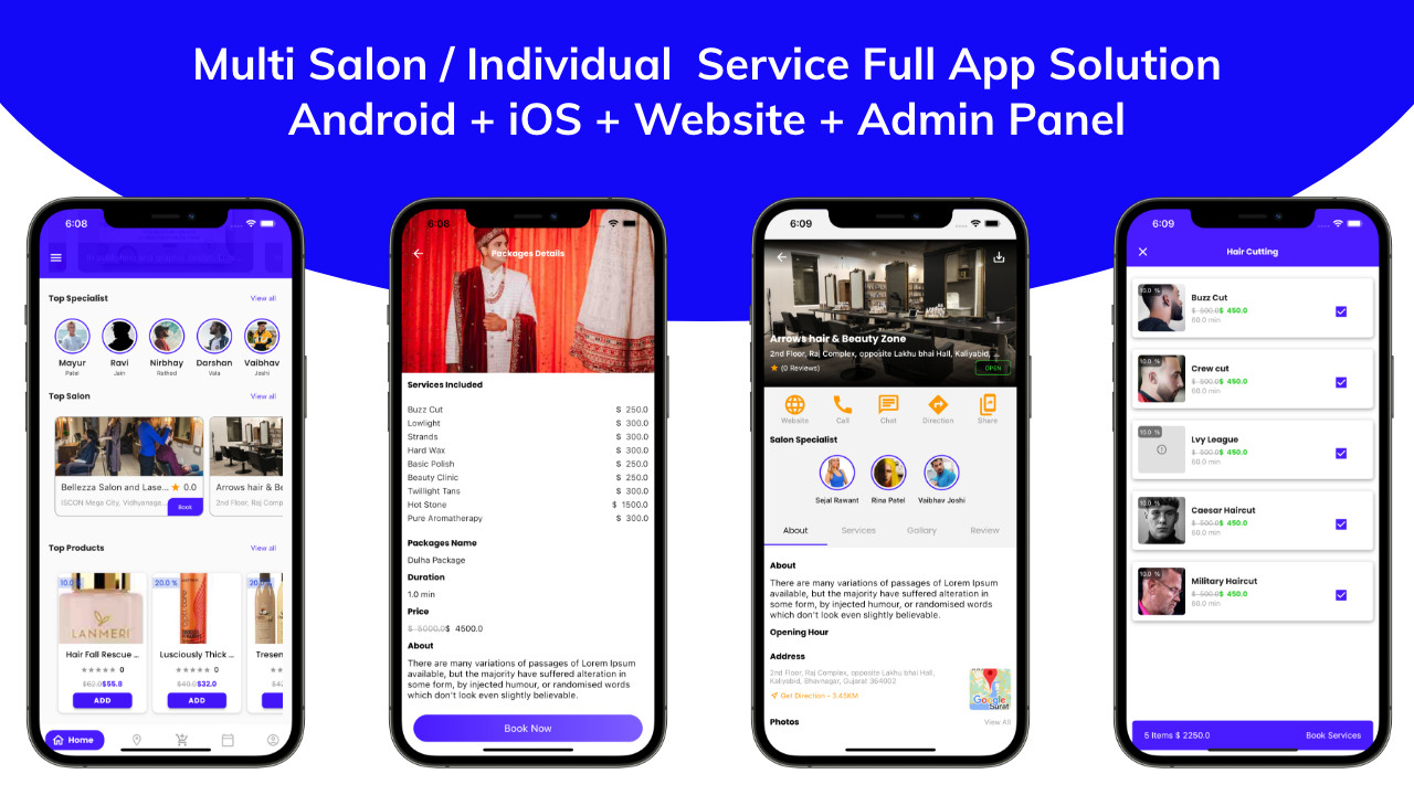 Multi Salon Booking Appointment Flutter App | Android + iOS | Laravel Backend