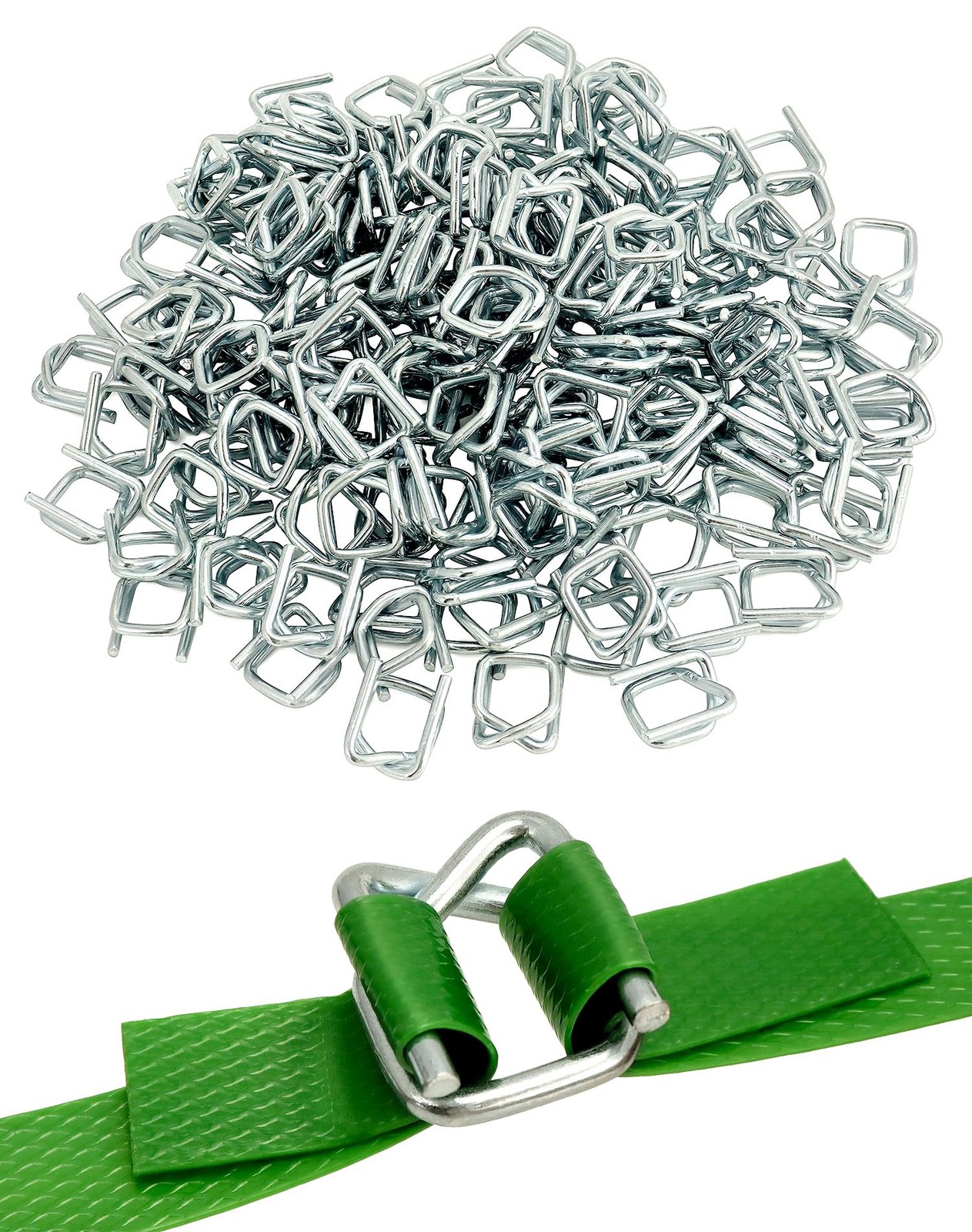 200 Pack Metal Wire Buckles 1/2 inch for Polypropylene Strapping Silver QWORK