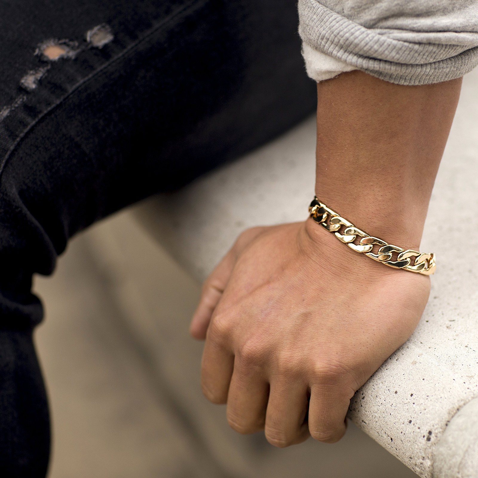 LIFETIME JEWELRY 11.5mm Flat Cuban Link Chain Bracelet for Men & Women 24k Go…