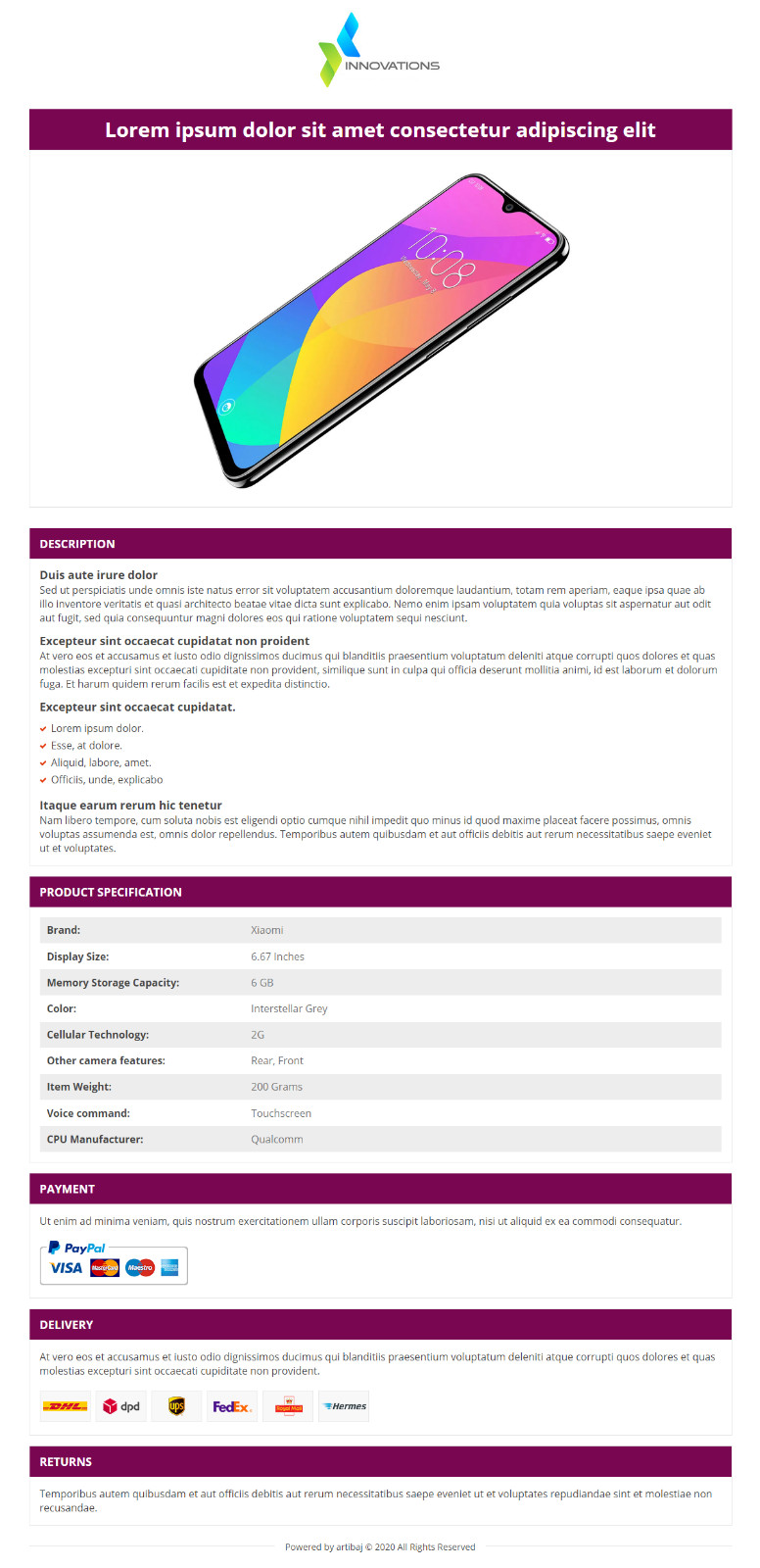 eBay Template/Auction Template Responsive 2020 [tagbot, baselinker]