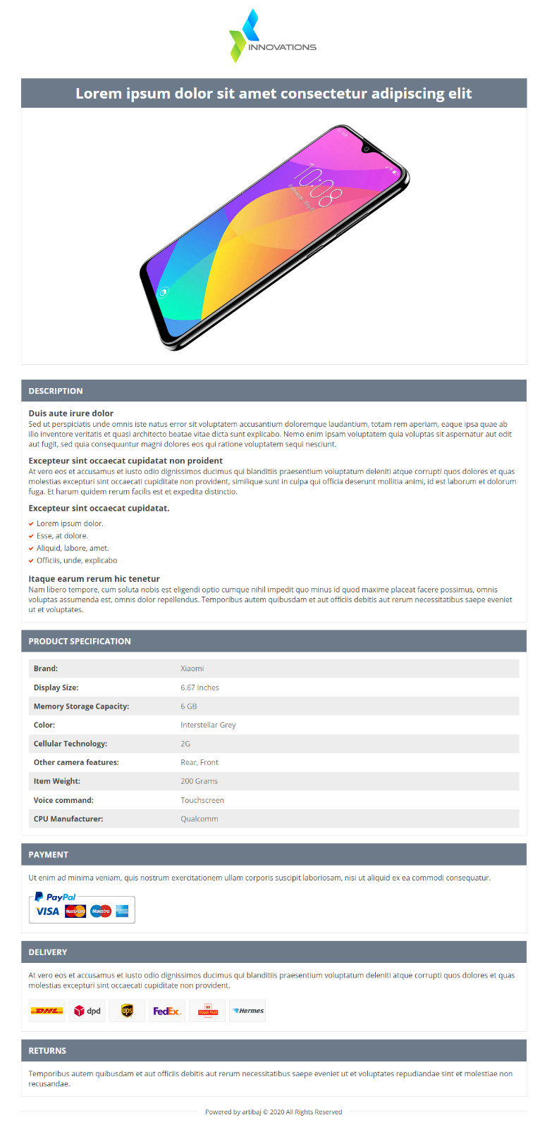 eBay Template/Auction Template Responsive 2020 [tagbot, baselinker]
