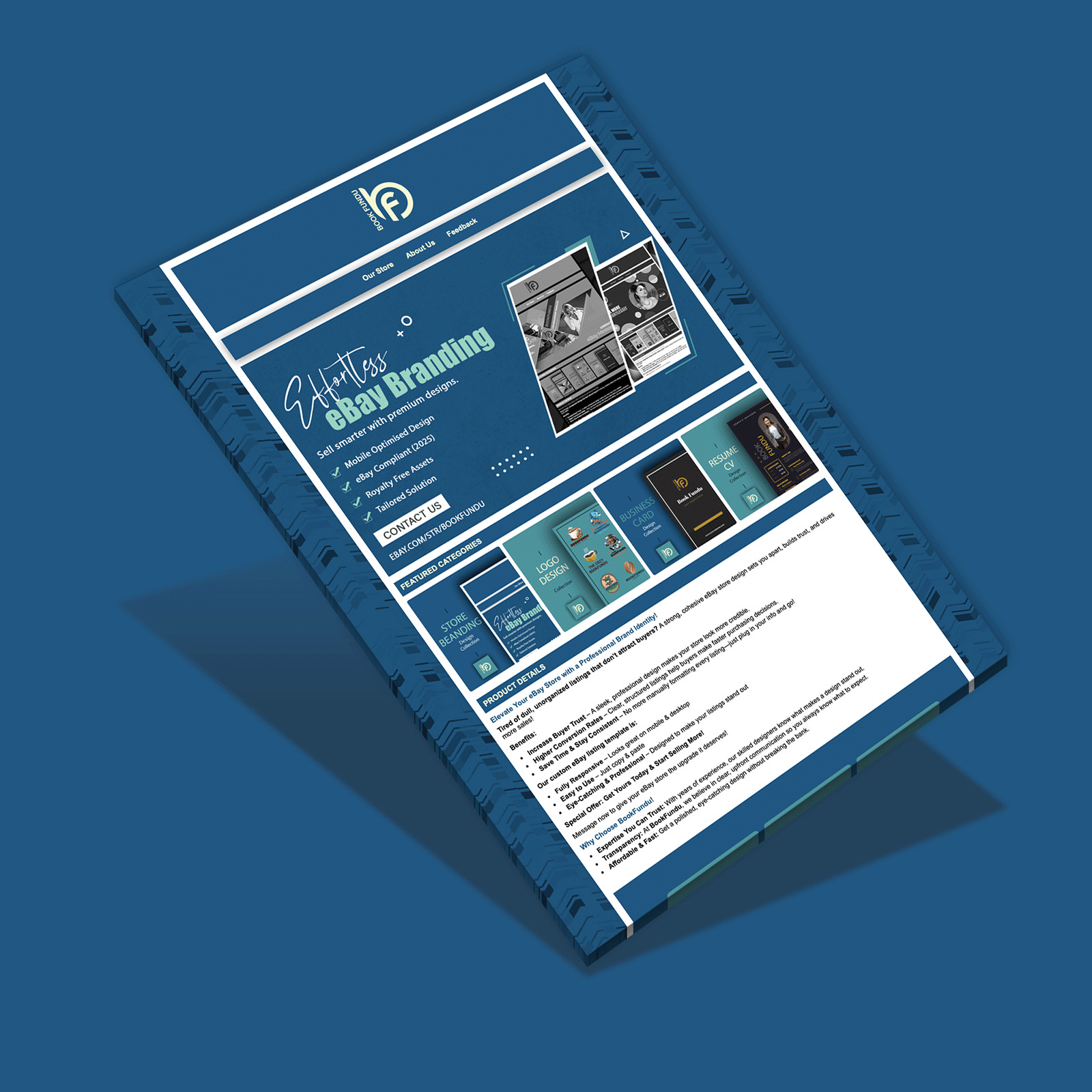Dark Glam eBay Store Design & Listing Template | Chic & Fully Responsive – 2025