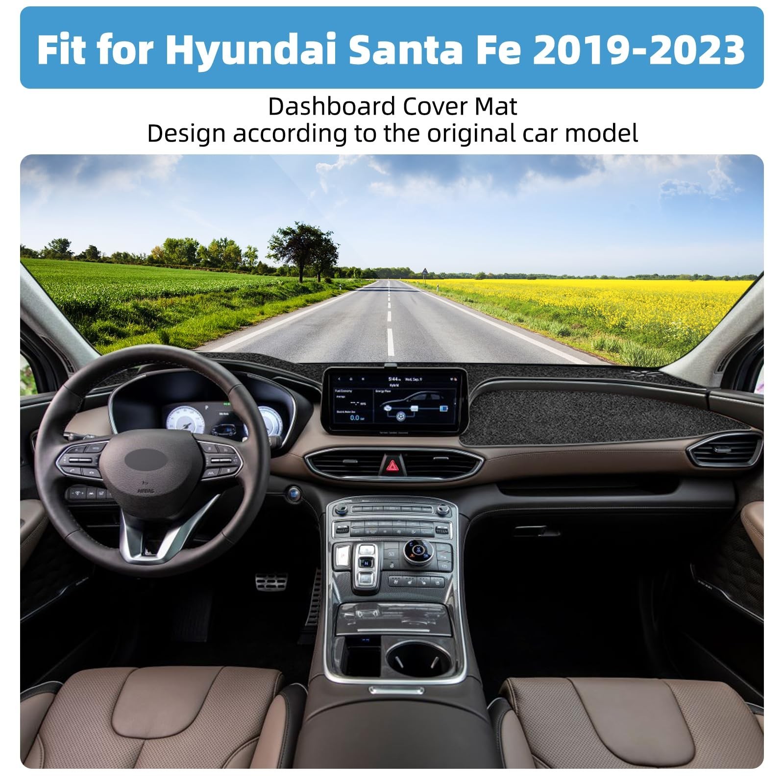 Dash Cover Mat Compatible with Hyundai Santa Fe 2019-2023 Non-Slip Dashboard …