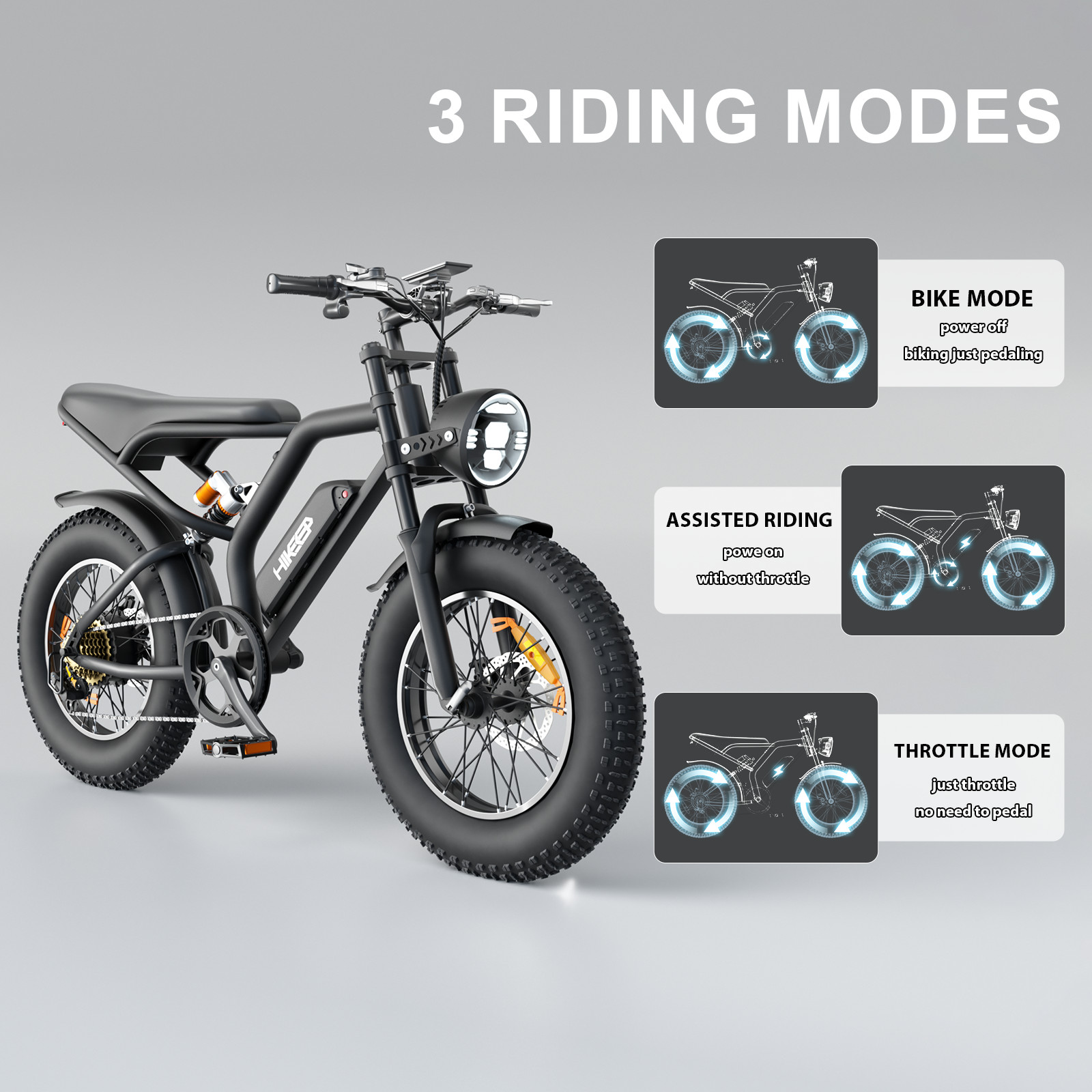 Hikeep ebike 20″ Fat Tires Mountain Electric Bicycle for Adults 1000W 48V 28 MPH