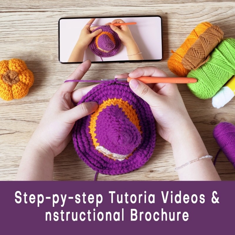 Halloween Crochet Set with Step-by-Step Instruction, Crochet Hook, Yarns, Needle