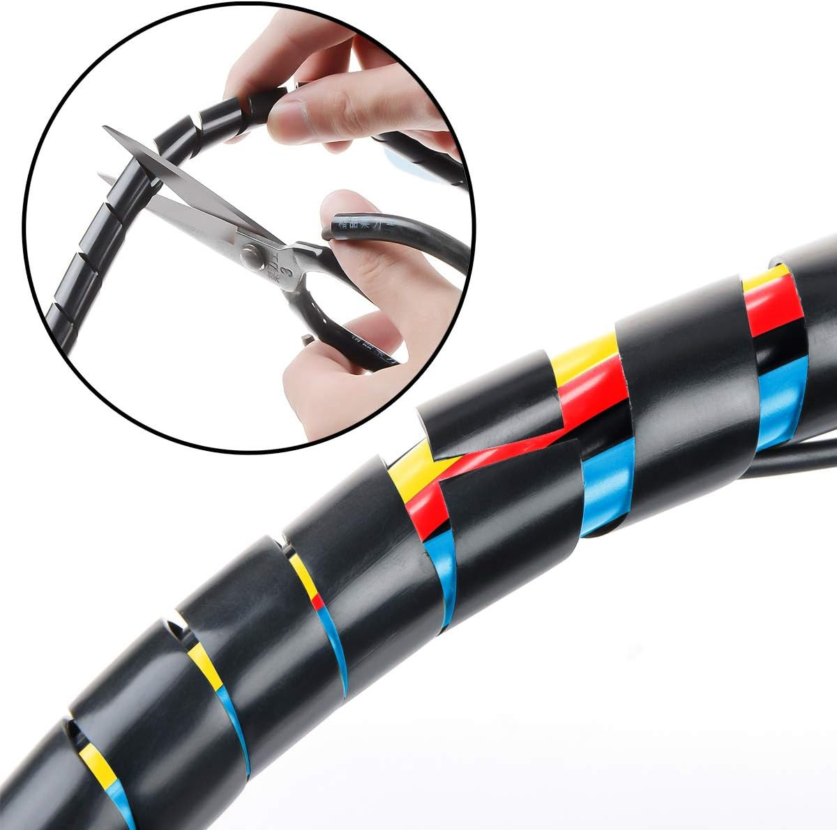 50Ft 1/4″ Spiral Cable Wrap 6Mm(Wrapping Range:4Mm-50Mm) Spiral Wire Wrap Cord