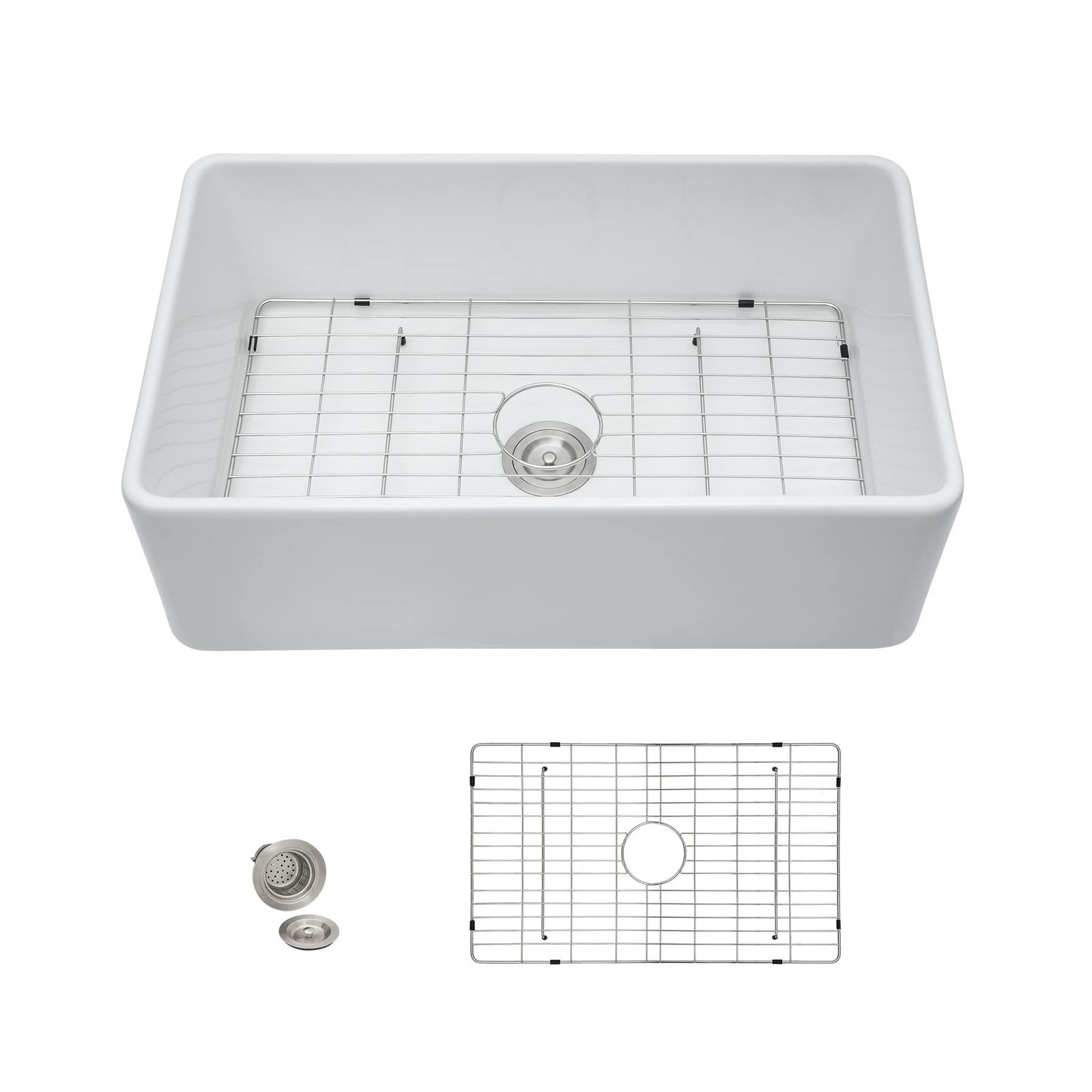 33 White Farm Sink – Fulorni 33″x18″ Farmhouse Kitchen Sink Reversible Apron …